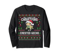 Maglione Natalizio all I Want for Christmas Is Crested Gecko Maglia a Manica