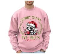 Maglione natalizio alla moda da uomo con motivo leopardato selvatico, felpa oversize senza ideale per le vacanze, elegante top in stile hip hop, Colore: rosa., L