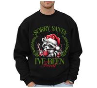 Maglione natalizio alla moda da uomo con motivo leopardato selvatico, felpa oversize senza ideale per le vacanze, elegante top in stile hip hop, Nero , L