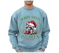 Maglione natalizio alla moda da uomo con motivo leopardato selvatico, felpa oversize senza ideale per le vacanze, elegante top in stile hip hop, Azzurro, L