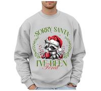 Maglione natalizio alla moda da uomo con motivo leopardato selvatico, felpa oversize senza ideale per le vacanze, elegante top in stile hip hop, grigio chiaro., L