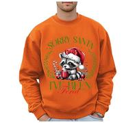 Maglione natalizio alla moda da uomo con motivo leopardato selvatico, felpa oversize senza ideale per le vacanze, elegante top in stile hip hop, Colore: arancione., L