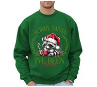 Maglione natalizio alla moda da uomo con motivo leopardato selvatico, felpa oversize senza ideale per le vacanze, elegante top in stile hip hop, verde, L