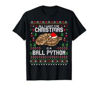 Maglione Natalizio con Scritta all I Want for Christmas Is A Ball Python Maglietta