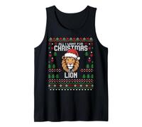 Maglione Natalizio con Scritta all I Want for Christmas Is A Lion Ugly Christmas Canotta