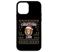 Maglione natalizio con scritta "All I Want For Christmas Is A Lion Ugly Christmas" Custodia per iPhone 12 mini