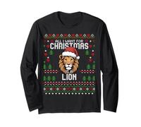 Maglione Natalizio con Scritta all I Want for Christmas Is A Lion Ugly Christmas Maglia a Manica