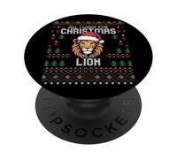 Maglione natalizio con scritta "All I Want For Christmas Is A Lion Ugly Christmas" PopSockets PopGrip Adesivo