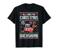 Maglione Natalizio con Scritta all I Want Is My Dachshund Wiener Dog Maglietta