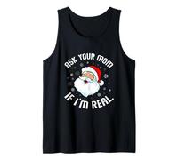 Maglione Natalizio con Scritta Ask Your Mom If I'm Real, Divertente Babbo Natale Canotta