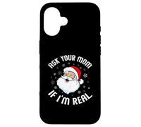 Maglione natalizio con scritta "Ask Your Mom If I'm Real", divertente Babbo Natale Custodia per iPhone 16