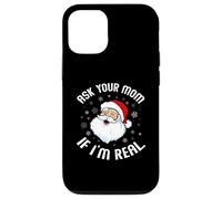 Maglione natalizio con scritta "Ask Your Mom If I'm Real", divertente Babbo Natale Custodia per iPhone 12/12 Pro