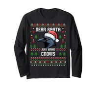 Maglione Natalizio con Scritta Dear Santa Just Bring Crows Maglia a Manica