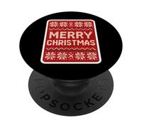 Maglione natalizio con scritta "Merry Christmas", divertente per le vacanze di Natale PopSockets PopGrip Adesivo