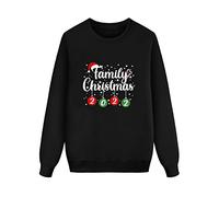 Maglione natalizio con stampa a maniche lunghe per tutta la famiglia come abbigliamento da abbinamento festivo nella stagione delle vacanze con motivo decorativo natalizio, Nero , S
