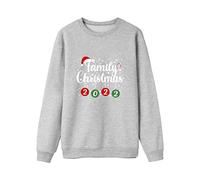 Maglione natalizio con stampa a maniche lunghe per tutta la famiglia come abbigliamento da abbinamento festivo nella stagione delle vacanze con motivo decorativo natalizio, grigio., M