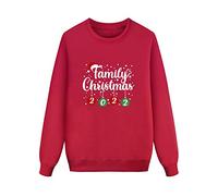 Maglione natalizio con stampa a maniche lunghe per tutta la famiglia come abbigliamento da abbinamento festivo nella stagione delle vacanze con motivo decorativo natalizio, Colore: rosso, S