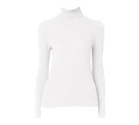 Maglione natalizio da donna 2025 Felpa da donna a costine slim fit leggera a maniche lunghe maglione dolcevita per feste costume natalizio regali, bianco, S