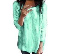 Maglione natalizio da donna 2025 felpa girocollo in peluche a maniche lunghe sottile alla moda maglione da donna maglione da festa costume natalizio regali, Verde, L