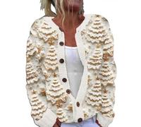 Maglione natalizio da donna casual vestibilità ampia Babbo Natale albero di Natale felpe comode cardigan lavorato a maglia primavera autunno maglione da donna a maniche lunghe button down cardigan