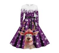 Maglione natalizio da donna, con cappuccio, per il tempo libero, con stampa floreale, abito natalizio, maglione da donna, a maniche lunghe, abito natalizio