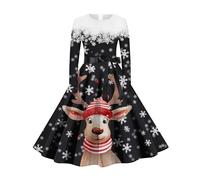 Maglione natalizio da donna, con cappuccio, per il tempo libero, con stampa floreale, abito natalizio, maglione da donna, a maniche lunghe, abito natalizio