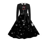 Maglione natalizio da donna, con cappuccio, per il tempo libero, con stampa floreale, mini abiti di Natale, maglione da donna