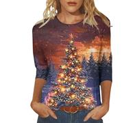 Maglione Natalizio da Donna con Glitter per Albero da Natale, con Stampa, Senza Cappuccio, Y2k, Maglione Natalizio, Maglione a Maniche Lunghe, Classico, Top Basic Felpe Natalizie per Donna Regalo