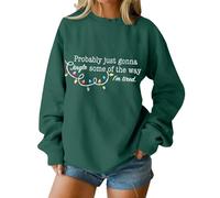Maglione natalizio da donna, con scritta in inglese "Probably Just Gonna Jingle Some of the Way, felpa natalizia con fiocchi di neve, divertente novità festiva, B-nerastro Verde, 3XL