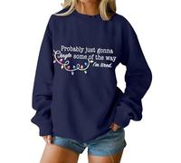Maglione natalizio da donna, con scritta in inglese "Probably Just Gonna Jingle Some of the Way, felpa natalizia con fiocchi di neve, divertente novità festiva, B-Navy, 3XL