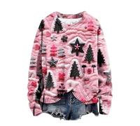 Maglione natalizio da donna con stampa 3D come maglione festivo con scollo rotondo per le piacevoli vacanze di Natale, Nero , M