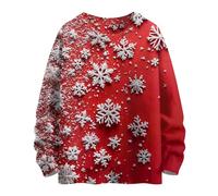 Maglione natalizio da donna con stampa divertente, maglione natalizio da donna, felpa con stampa grafica a maniche lunghe, per feste, regali di Natale quotidiani, Rosso, M