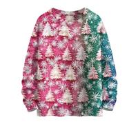 Maglione natalizio da donna con stampa divertente, maglione natalizio da donna, felpa con stampa grafica a maniche lunghe, per feste, regali di Natale quotidiani, rosa, XL
