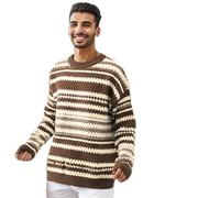 Maglione natalizio da donna e uomo, con scollo rotondo, per la casa, per la gioventù, casual, a maglia, cachi, 3XL