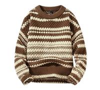 Maglione natalizio da donna e uomo, con scollo rotondo, per la casa, per la gioventù, casual, a maglia, caffè, M