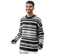 Maglione natalizio da donna e uomo, con scollo rotondo, per la casa, per la gioventù, casual, a maglia, Nero , L