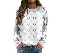 Maglione natalizio da donna, felpa comoda con pupazzo di neve di Natale, felpa alla moda, girocollo, con cappuccio, classica, a maniche lunghe, per feste, quotidiani, regali di Natale, bianco, 3XL