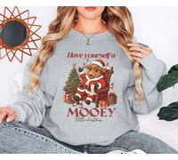 Maglione natalizio da donna Have Yourself A Mooey Little Christmas Highland Cow