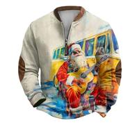 Maglione natalizio da donna, senza cappuccio, per albero di Natale, con 1/4 cerniere lampo Xmas Christmas a maniche lunghe, brutte maglione invernale baggy casual, maglione natalizio, P beige, M