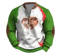 Maglione natalizio da donna, senza cappuccio, per albero di Natale, con 1/4 cerniere lampo Xmas Christmas a maniche lunghe, brutte maglione invernale baggy casual, maglione natalizio, W verde., M