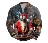 Maglione natalizio da donna, senza cappuccio, per albero di Natale, con 1/4 cerniere lampo Xmas Christmas a maniche lunghe, brutte maglione invernale baggy casual, maglione natalizio, R grigio., M