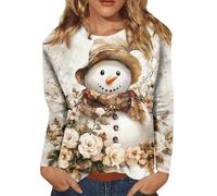 Maglione natalizio da donna, taglie forti, divertente, a maniche lunghe, da donna, a girocollo, novità, q, M