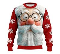 Maglione natalizio da uomo, brutta, felpa natalizia, per feste di Natale, stile divertente, con scollo rotondo, a maniche lunghe, maglione da uomo, Rosso 3, XL