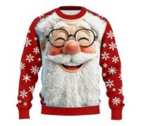Maglione natalizio da uomo, brutta, felpa natalizia, per feste di Natale, stile divertente, con scollo rotondo, a maniche lunghe, maglione da uomo, Rosso 2, M