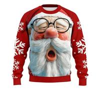 Maglione natalizio da uomo, brutta, felpa natalizia, per feste di Natale, stile divertente, con scollo rotondo, a maniche lunghe, maglione da uomo, Rosso 1, XXL