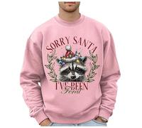 Maglione natalizio da uomo con motivo leopardato selvatico, taglie forti, senza cappuccio, felpe alla moda con logo per le vacanze, abbigliamento, top, felpa hip hop, Colore: rosa., L