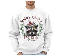 Maglione natalizio da uomo con motivo leopardato selvatico, taglie forti, senza cappuccio, felpe alla moda con logo per le vacanze, abbigliamento, top, felpa hip hop, bianco, L