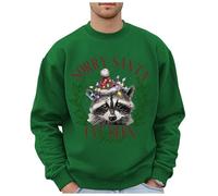 Maglione natalizio da uomo con motivo leopardato selvatico, taglie forti, senza cappuccio, felpe alla moda con logo per le vacanze, abbigliamento, top, felpa hip hop, verde, L