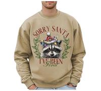 Maglione natalizio da uomo con motivo leopardato selvatico, taglie forti, senza cappuccio, felpe alla moda con logo per le vacanze, abbigliamento, top, felpa hip hop, cachi, L