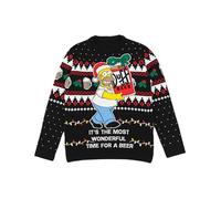 Maglione natalizio da uomo dei Simpsons in nero | Homer Simpson È il momento più bello per un maglione lavorato a maglia con la birra per adulti | Regalo di articoli in maglia per pullover